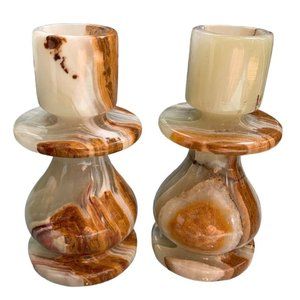 Ten Thousand Villages Candle Stick Holders Set ~ Brown, Tan Pakistan